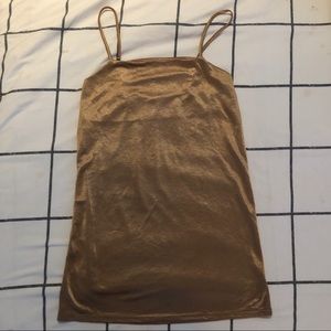 shimmery gold mini slip dress